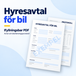 Hyresavtal för bil – ifyllningsbar PDF med återlämningsprotokoll.