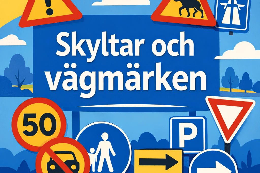 teoriprov skyltar och vägmärken